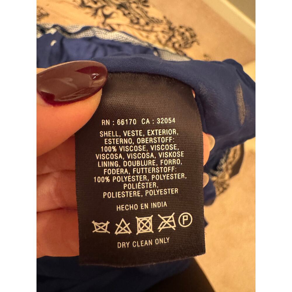 Anthropologie Blue White Hi-Low Midi Skirt Stretch Waist - Size 12 - Picture 7 of 8